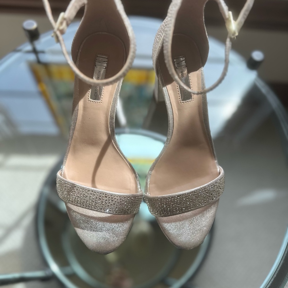 INC International Concepts - Gold Rhinestone Heels Size 8 Wide.